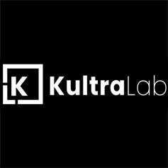 Kultralab logo - white writing on a black baground