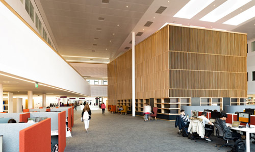A photo of the Hive and the library in the Alliance Manchester Business School.